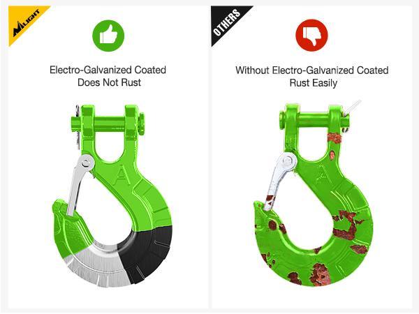 Nilight Forged Steel Winch Hook 3/8" Grade 70 Safety Latch Winch Cable Hook Stopper & Clevis Slip Hook Sets, Included Allen Wrench,Max 35,000 lbs