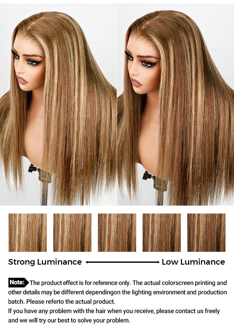 CurlyMe Wear Go Glueless Highlight Color Pre-cut Transparent Lace Straight Hair Bob Wigs - Pre-plucked