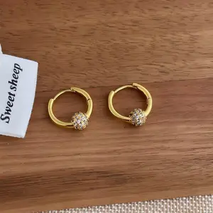 Full Crystal Hoop Earrings 14K Gold Plated Sparkling Rhinestone Stud Design, Chic French Style Jewelry 2025 Statement Earrings for Women DZEH2401