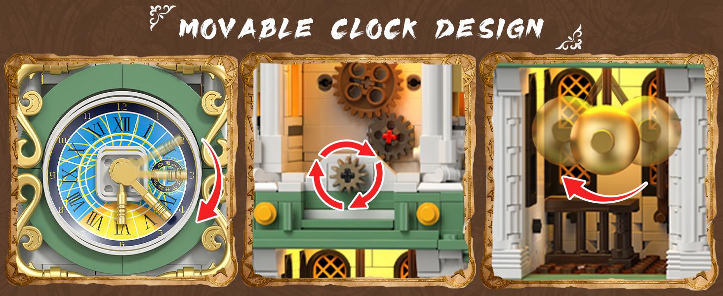 Magic Clock Tower Building Set with Light, 1566 PCS Big Medieval Castle House Construction Model with Owl & Garden, Home Decor Building Block Kit, for Adults Teens Boys Girls 12+