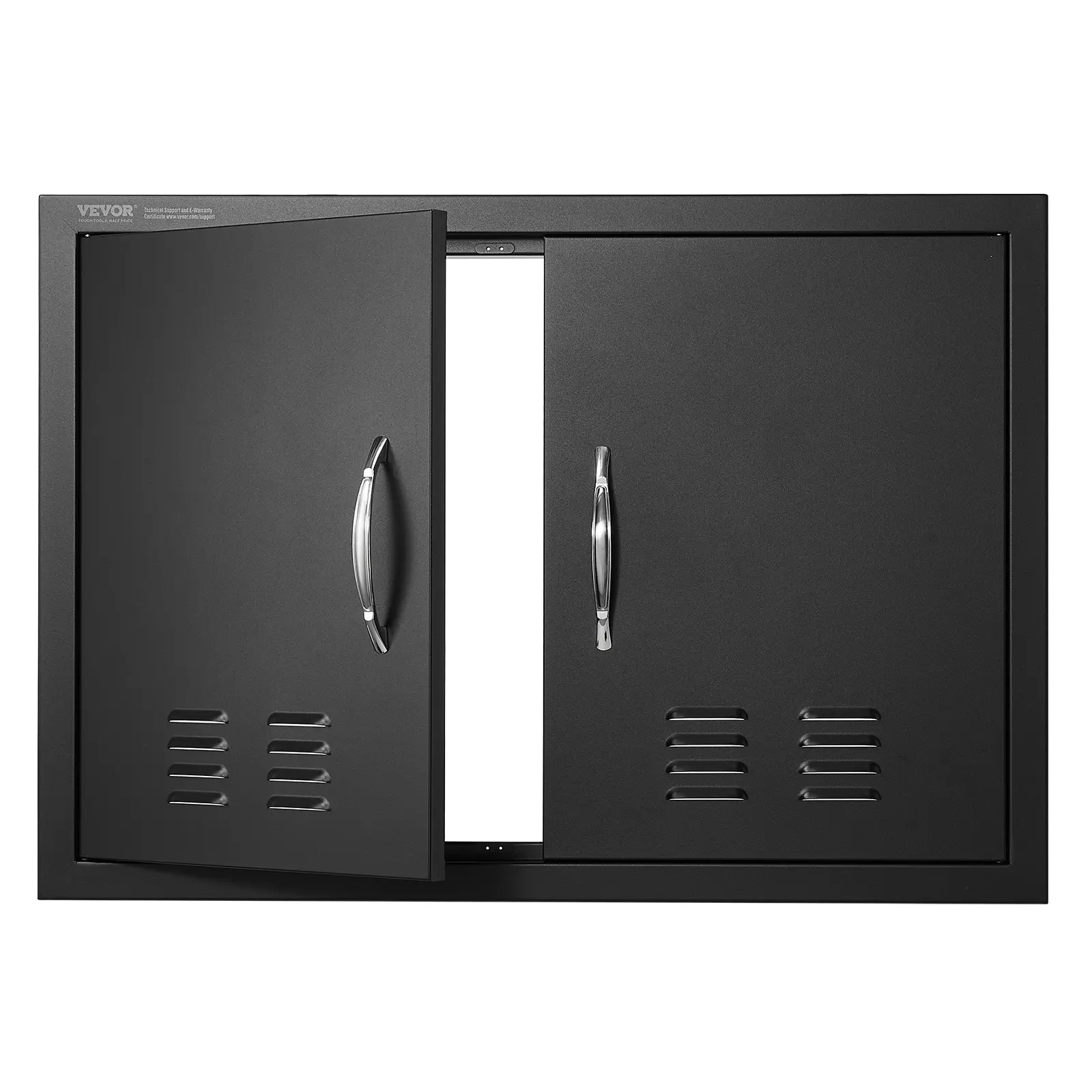 【Summerfinds】VEVOR BBQ Access Door 30W x 21H Inch Double Outdoor Kitchen DoorCold Plate Flush Mount DoorWall Vertical Door with Handles and Ventssfor BBQ IslandGrilling StationOutside Cabinet, Hinged Double Doors, Louvered Doors