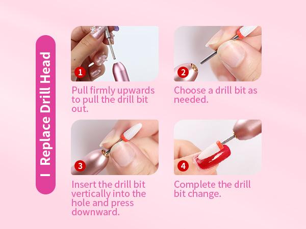 SAVILAND Electric Nail Drill: Professional Portable E-File Nail Drill with 6PCS Drill Bits for Manicure & Pedicure, Electric Nail File for Home & Salon Use, Rose