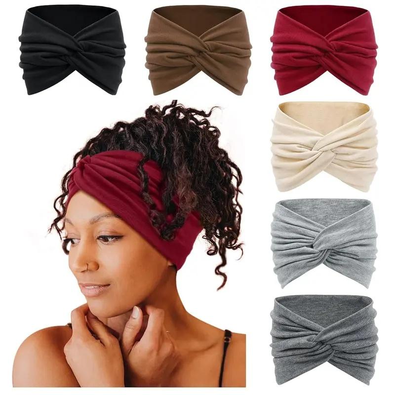 Bohemian Wide Headband Set of 6 – Yoga Sweatband for Women, Breathable Workout Hairband, Boho Sports Headwrap for Running & Fitness, Ideal for Yoga and Running