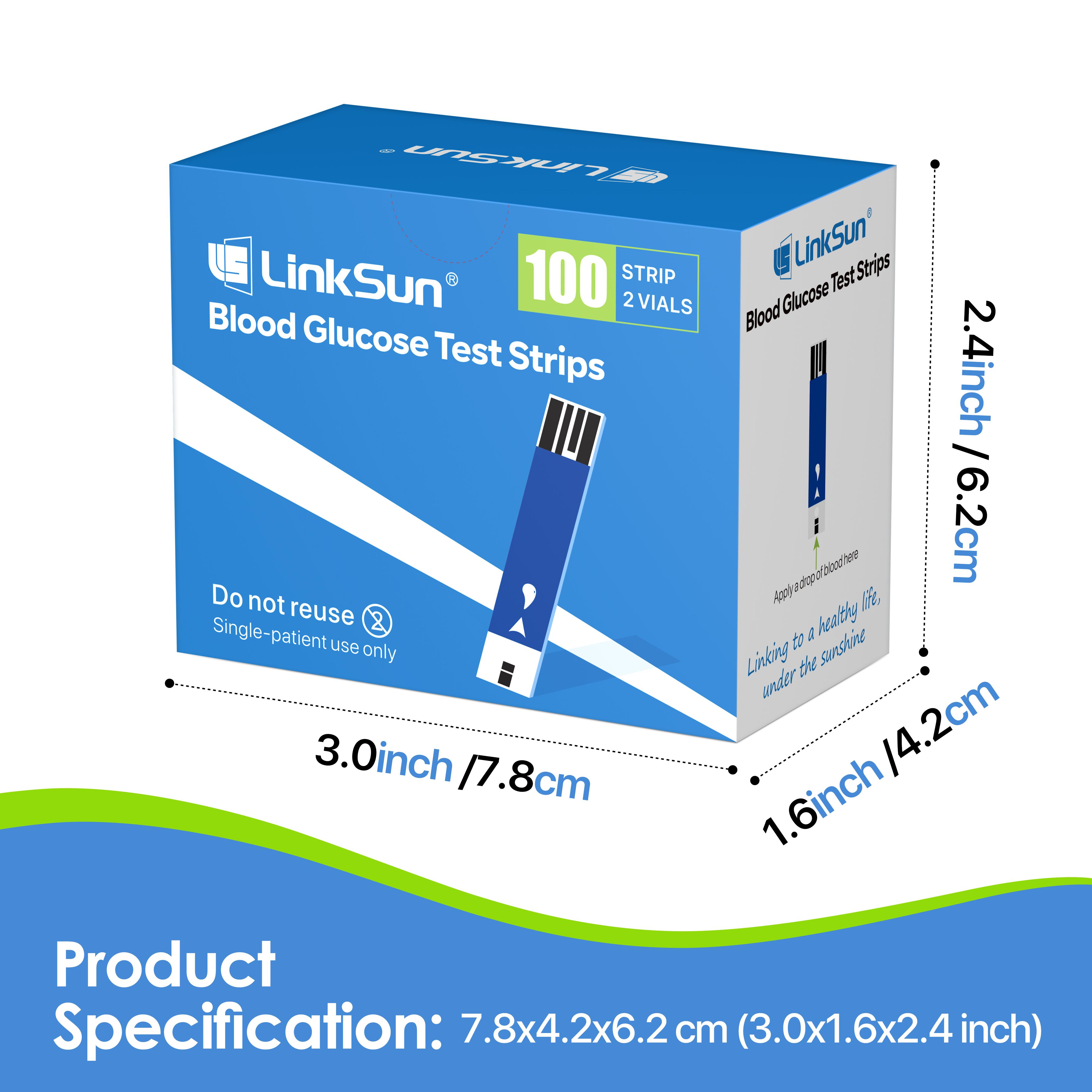 Linksun Diabetic Blood Test Strips*100,Used for G-425-1,G-425-2/2V,G-425-3 Blood Glucose Monitor,0.7μl Blood Sample,Accurate Measurement,Results in 5 Seconds, 2 Bottles of 100 Pc Healthcare（Only Includes the Glucose Test Strips * 100 pcs）#SpringStatements