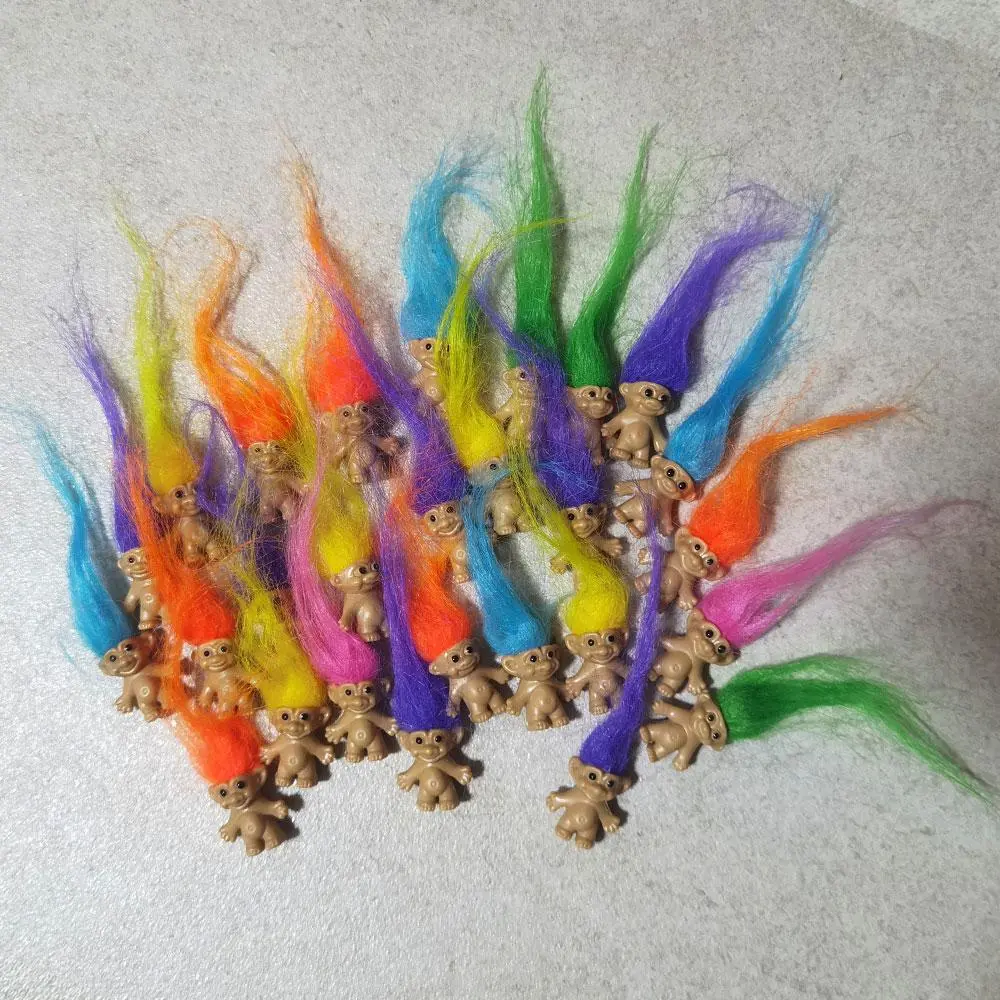 Random-Color Troll Doll, Vintage Lucky Troll Action Figures, Soft Vinyl Collectible Figures, Adorable Colorful Little Trolls for School Projects and Party Favors, Figures Combo Set, Figurines
