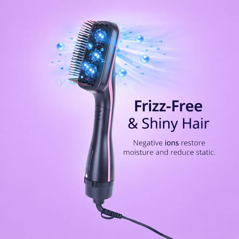 2 in 1 Hair Dryer Brush & Straightener Brush, Hair Dryer and Styler, Negative Ion Blow Dryer Brush, Hot Air Brush Detangles, Dries, Smooths, Reduce Frizz & Static