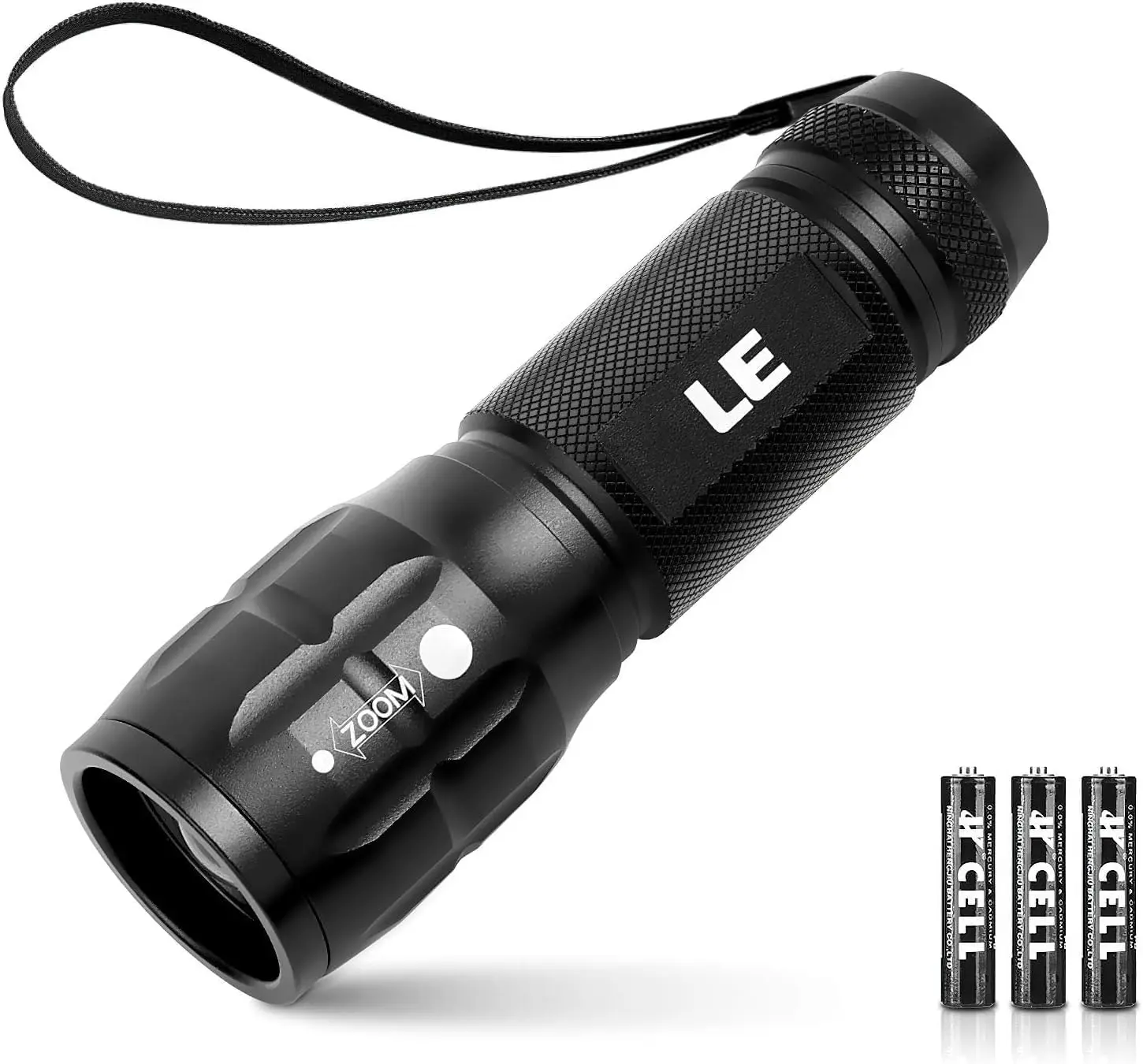 Lighting EVER High-Brightness LED Flashlight - Small Waterproof Adjustable-Focus, AAA Batteries Included, Battery-Operated Non-Rechargeable EDC Emergency Standard Torches for Camping Outdoor Use, Battery-Operated Standard Torches