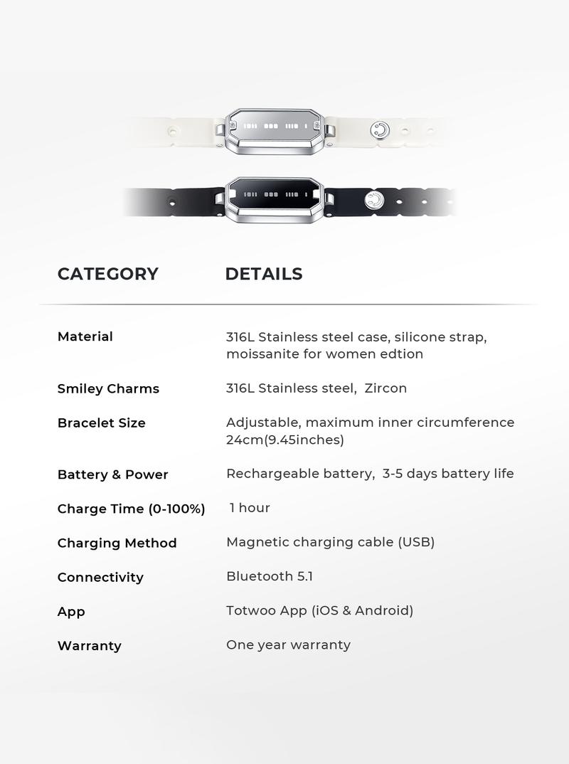 totwoo Morse Love Long Distance Touch Bracelets with Silicone Remote Vibration & Flash Sync Love Connect Gift for Couples Sun&Moon Women Jewelry