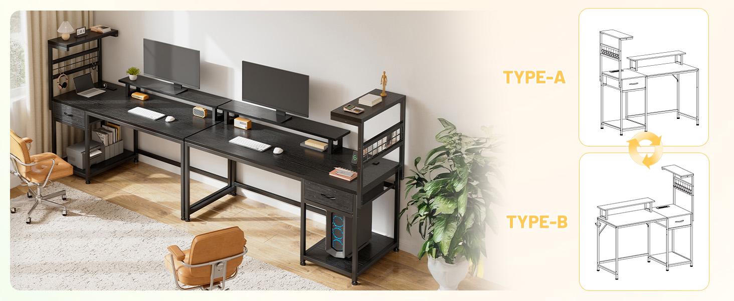 【Cost-effectiveness】Raybee 48'' Gaming Desk with Drawer,Computer desk with LED Lights & 3AC Power Cord & Outlets,Home Office Desks with Monitor Stand,Side Shelf,Metal Frame 【Cost-effectiveness】Raybee 48'' Gaming Desk with Drawer,Computer desk with LED Lights & 3AC Power Cord & Outlets,Home Office Desks with Monitor Stand,Side Shelf,Metal Frame