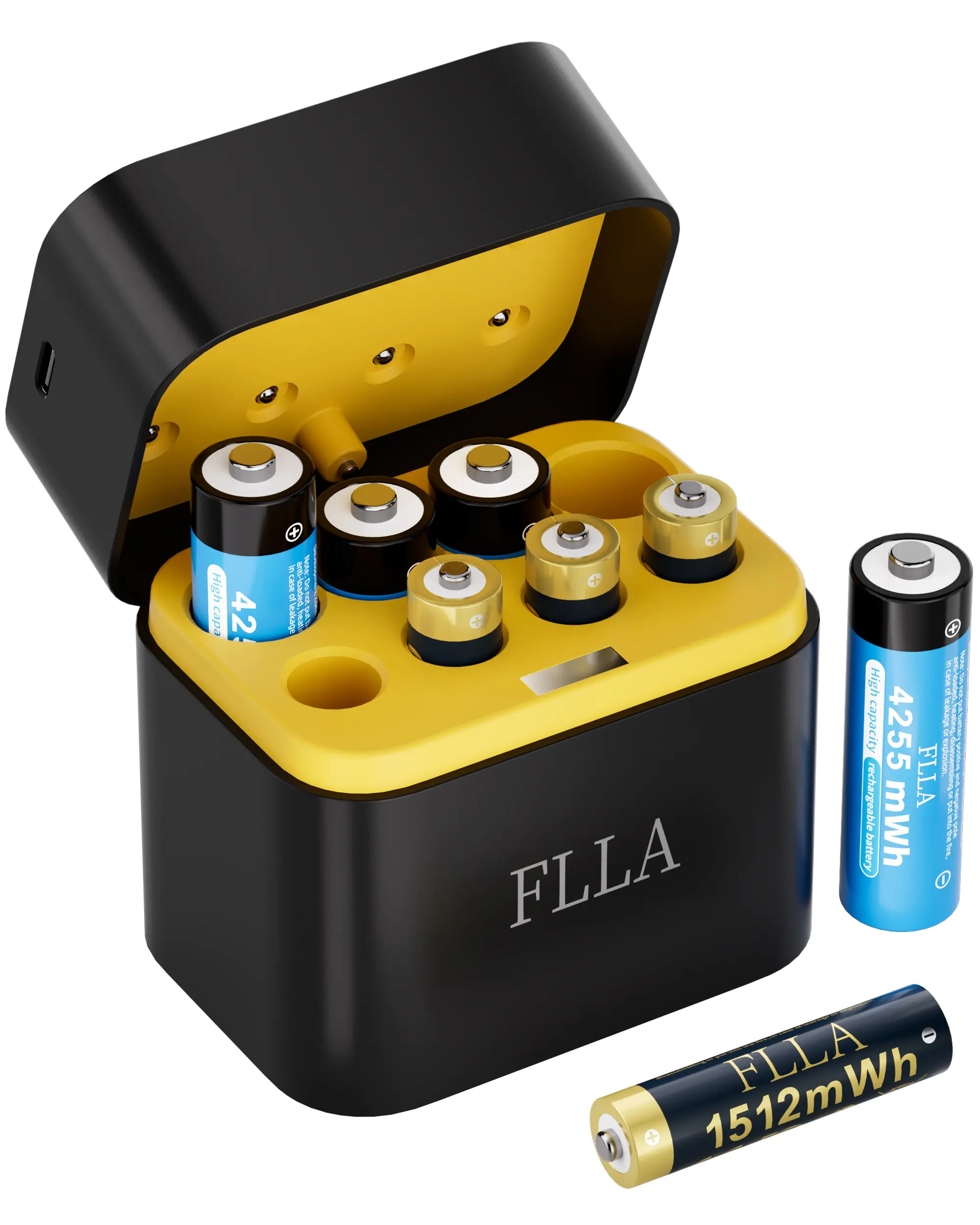 Lithium Battery Charging Case Set with 4 AA 4255mwhd, 4 AAA 1512mWh Cells, Compatible with Remote Controls, Mouses, Toys, Digital Devices, Yes, Batteries