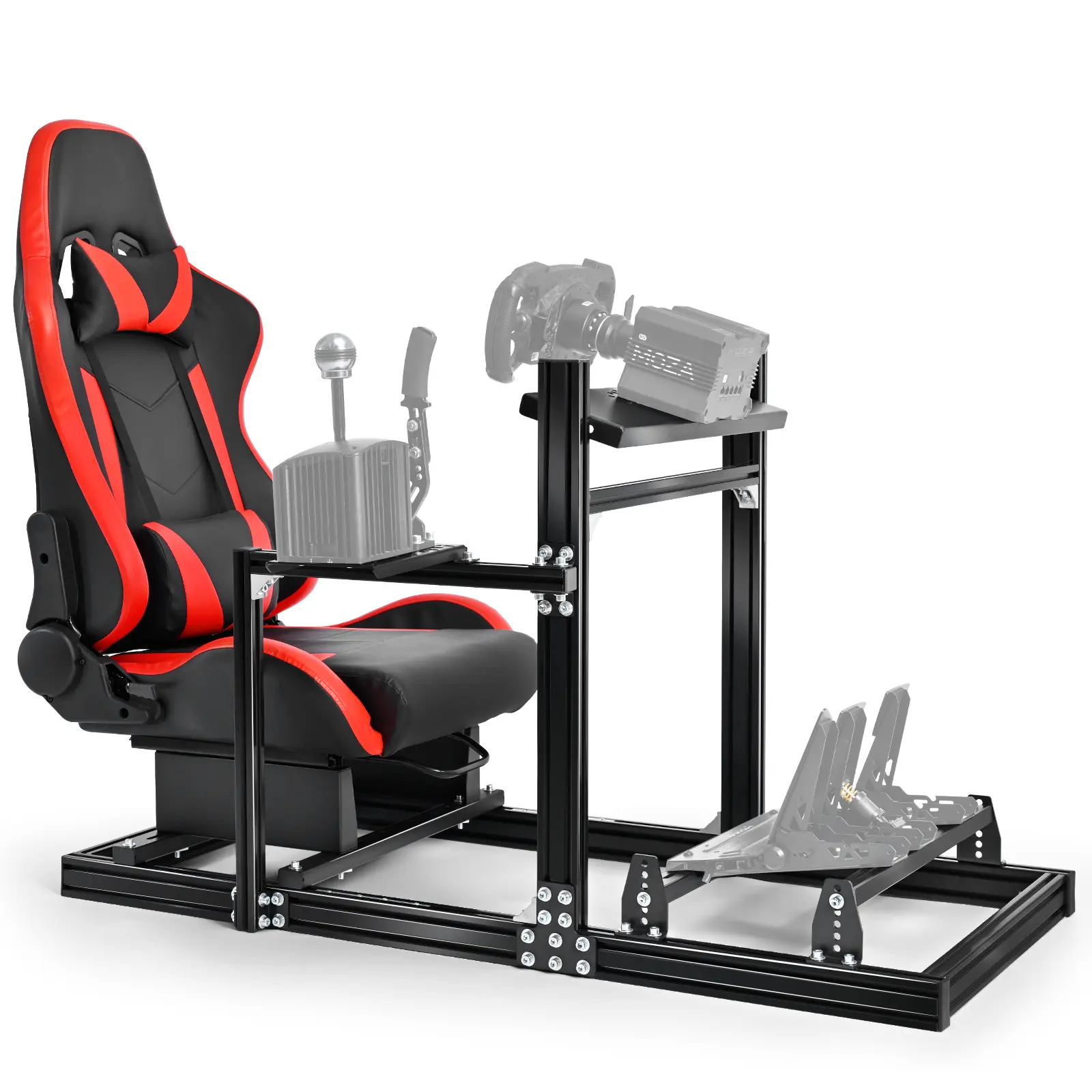 Dardoo Professional 3060 Aluminum Profile Racing Simulator Cockpit (Red Seat Edition), compatible with G923/G920/G29 and T500 T818 T80 T128 series steering wheels. Does not include electronic components., Pvc, 3060T Aluminum Alloy, Comprehensive Customiza