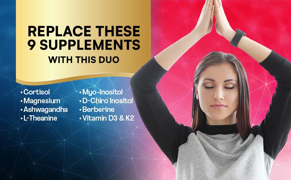 PARROX Soothe & Smooth Bundle - Cortisol and Myo-Inositol All-in-One Supplement - Multivitamin Combo with Extra Strength Ingredients - MADE IN USA