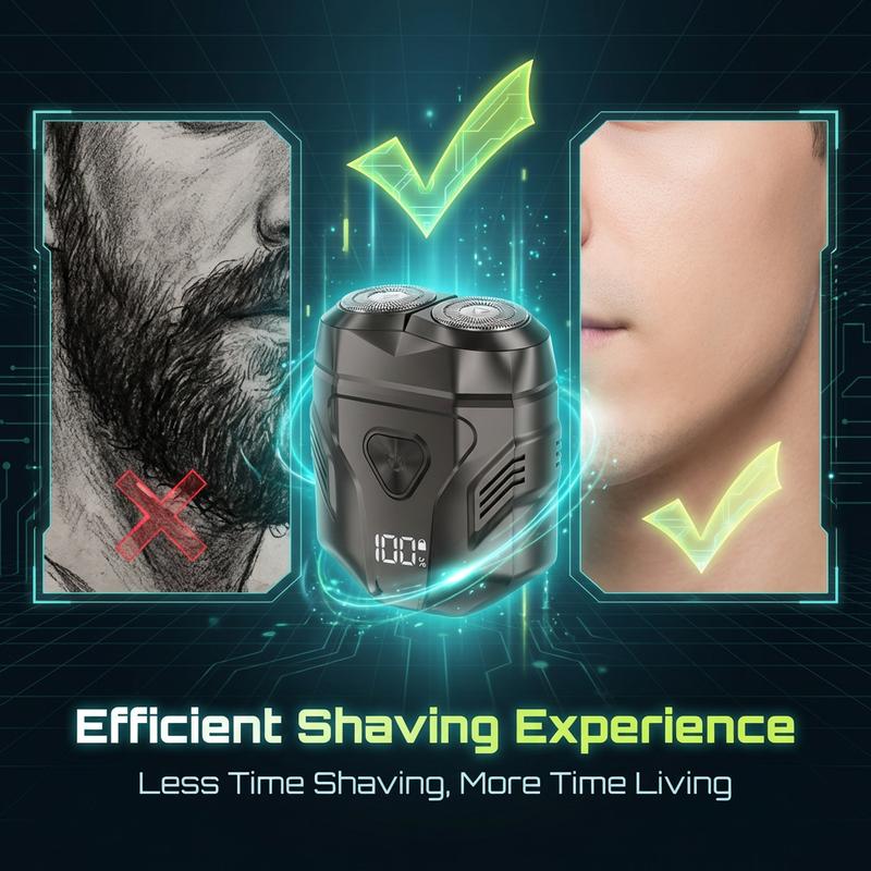 Enchen MINIX Premium Portable Electric Shaver for Men – Compact Foil Shaver with Dual Flex Heads, Fast Clean Shave, Waterproof & Rechargeable, A Perfect Valentine’s Day Gift for Him, 2/3 card-size