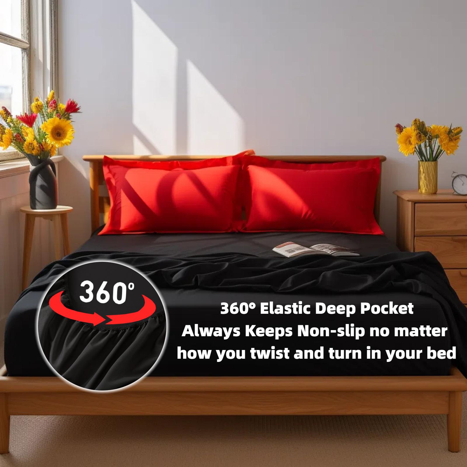 Cosybay 7pcs Luxurious Comforter, Soft Microfiber, Lightweight, Breathable, Easy Care,Bed In A Bag Convenience for All Seasons,Red Christmas Comforter, Flat Sheet, Fitted Sheet, Pillowcases, King Size Bed Comforter, Home Essentials Queen Size Comforter