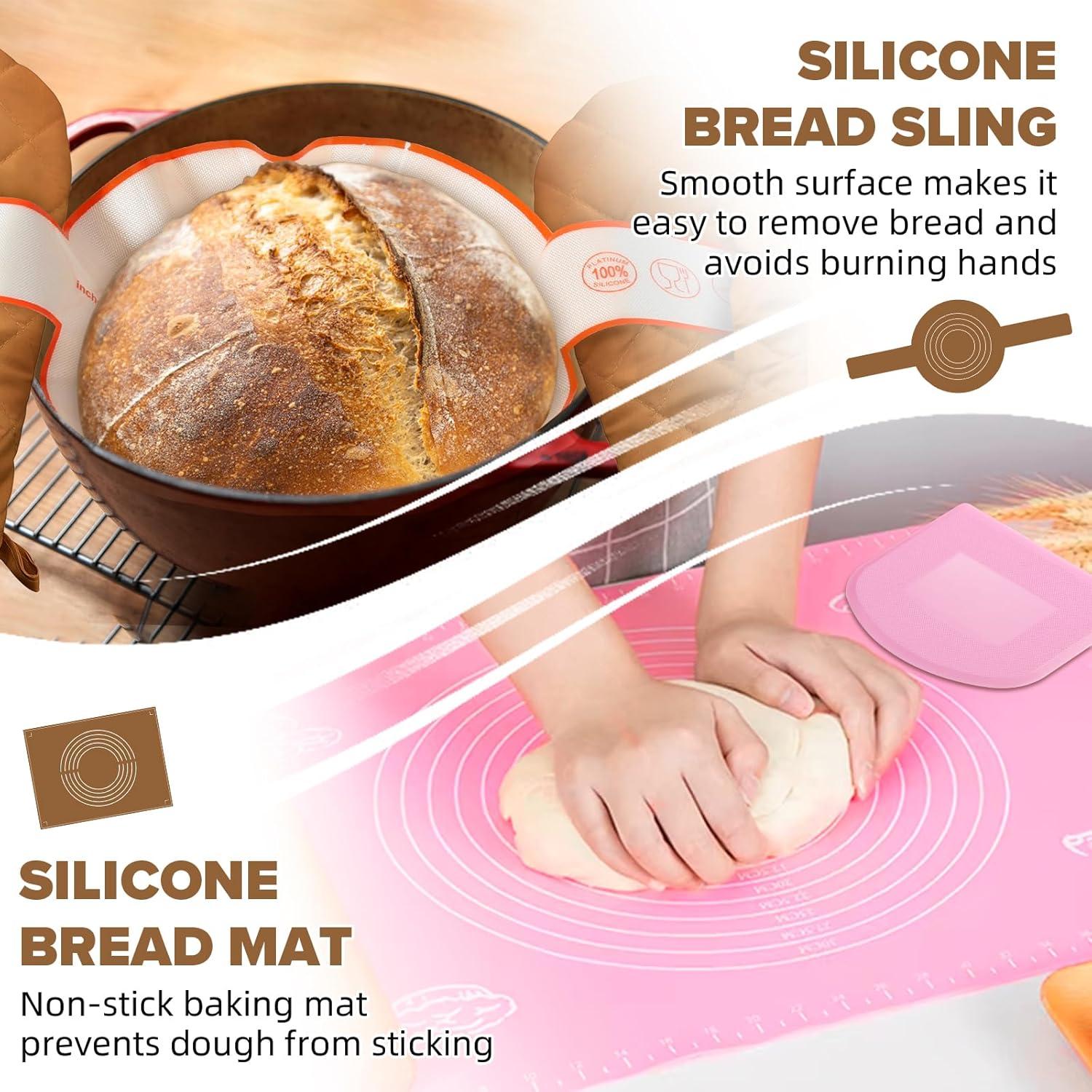 SUNDAY MIRTH Sourdough Starter Kit – 18-Piece Bread Baking Set with 34oz Glass Jar & Banneton Basket