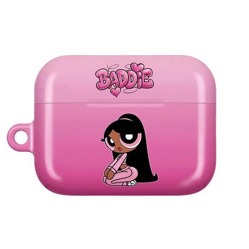 Baddie Girl Y2K AirPods Case – Cute Pink Cartoon Attitude Girl Cover for Apple AirPods ProPro 2Pro 3 & AirPods 1234  Y2K Aesthetic Sassy Character Earbud Case, Fun Gift for Her