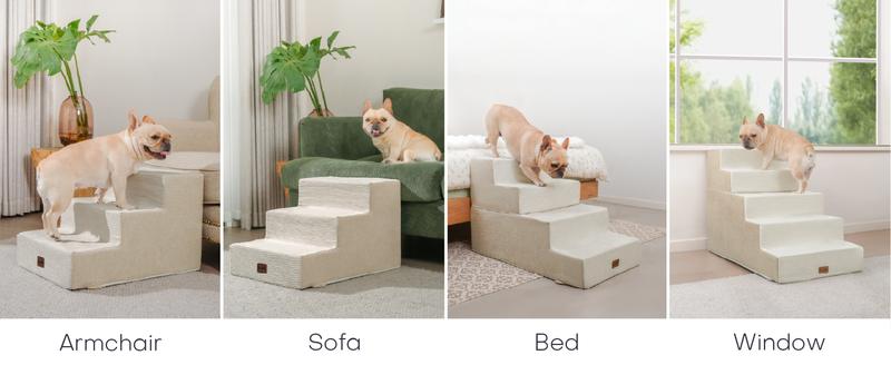 MADE 4 PETS Extra Wide Dog Stairs for High Bed Couch Sofa 35D Foam Pet Steps Non-Slip Bottom 4-Step for Small Dogs and Cats Up to 40lbs Home Use