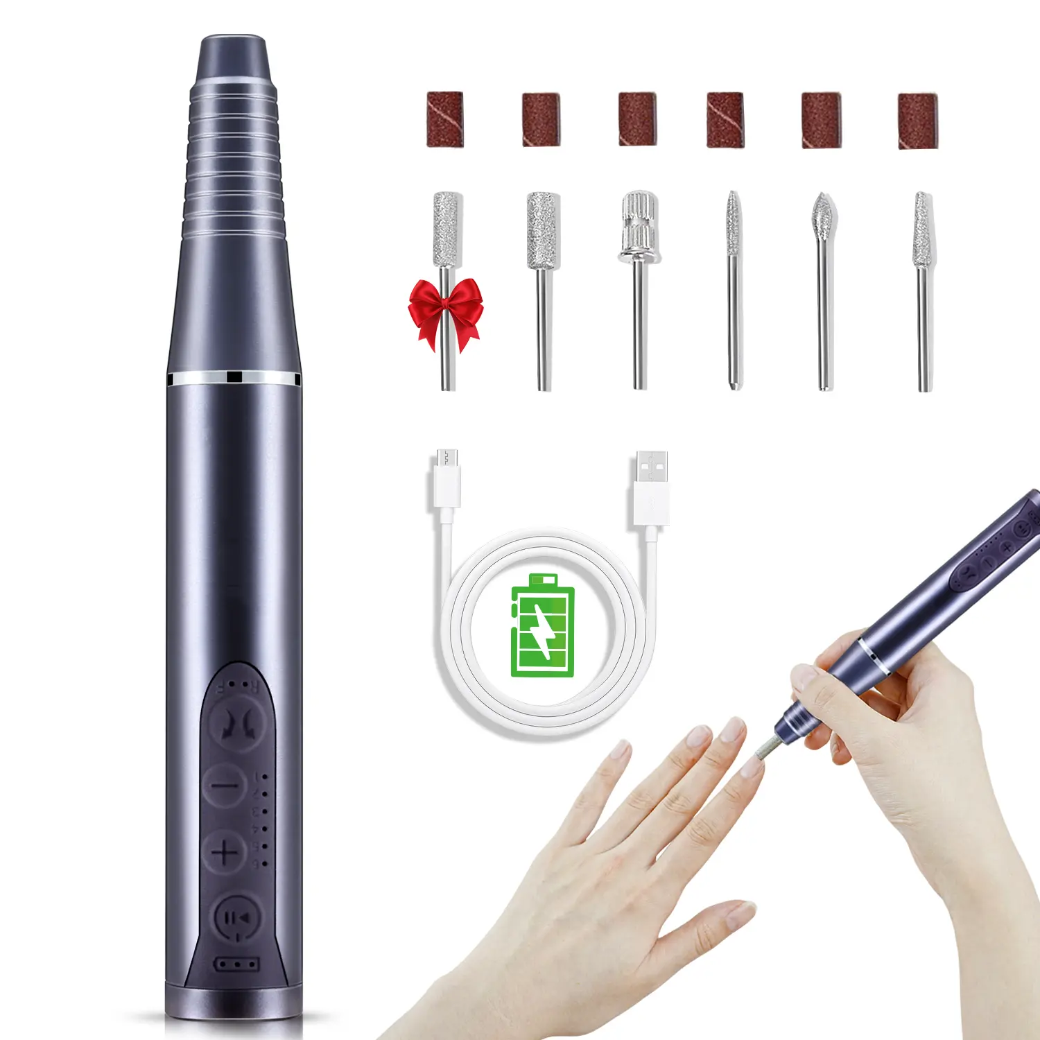 JEWHITENY Controllable Speed Portable Nail Drill Professional Electric 30000RPM Home Salon Polishing Manicure Nail Drill