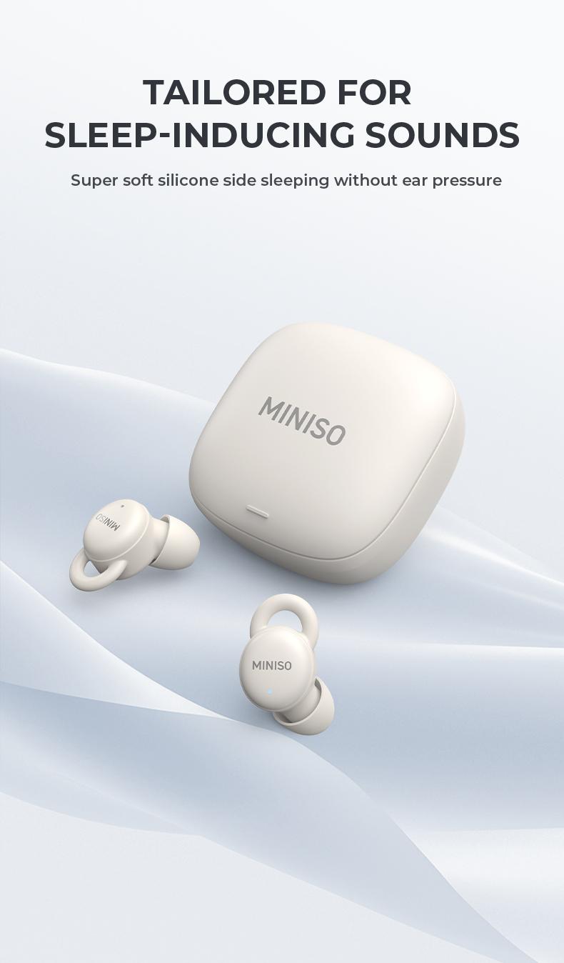 MINISO X10 Sleep Earbuds,Bluetooth Earphones,Wireless Earbuds,Touch Control,Smooth Bluetooth 5.4,Sleep-Noise Cancelling,Fast Charging & Long Standby,Comfortable Soft Ear Tips.