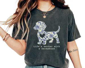 Comfort Colors Dachshund Shirt, Cute Doxie T-Shirt, Floral Doxie Mom Shirt Doxie Mama Shirt Dog Mama Gift For Dog Owner