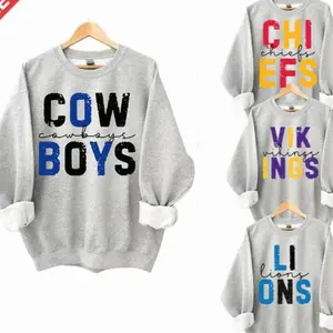 First Down Football  Ash Grey Sweatshirt, All Team Football Sports, Retro Football Tees Team Colors, Cotton Shirt In Grey Color, Gift Shirt For Fan Favorite Football Team For Men & Women  FF 08