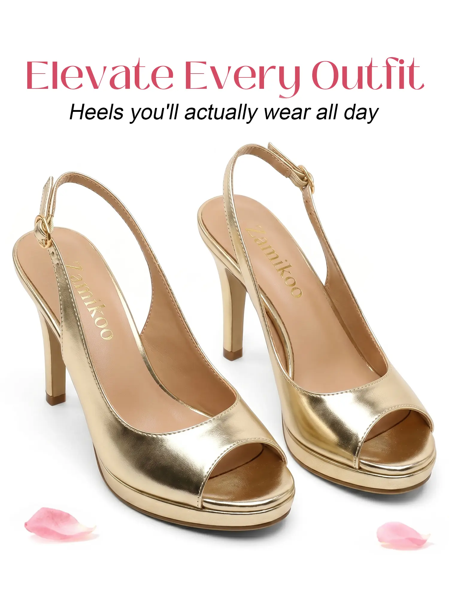 【SummerVibes】Zamikoo Women's Peep Toe Platform Slingback Dress Pumps - 3.5in Chunky Heel, High Heels for Women, Elegant Party Shoes,back to school,back to school haul