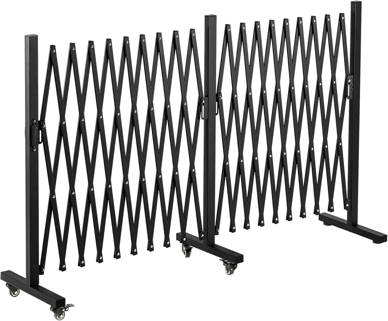 Aluminum Expandable Garden Fence, Portable Barricade Gate with Casters, Expansion Size 201*15.2*40.6 inches, Adjustable Flexible Fence Mobile Barricade Safety Barrier