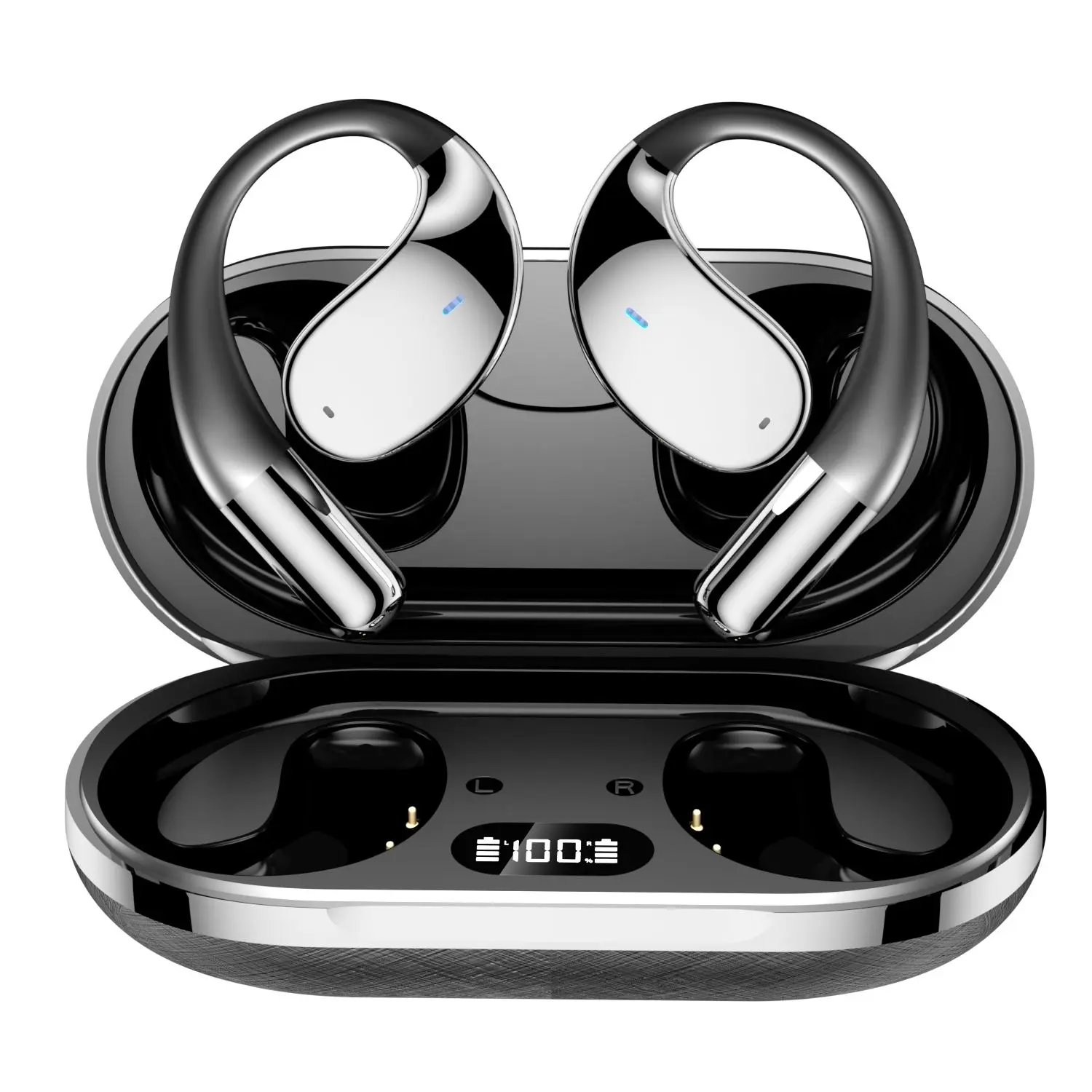 YYK-Q39 Bluetooth Ear Hook Wireless Headphones with ANC Noise Cancelling, Lightweight Sports Earbuds for Running, Workout, Driving, Compatible with iOS & Android, Black Orange