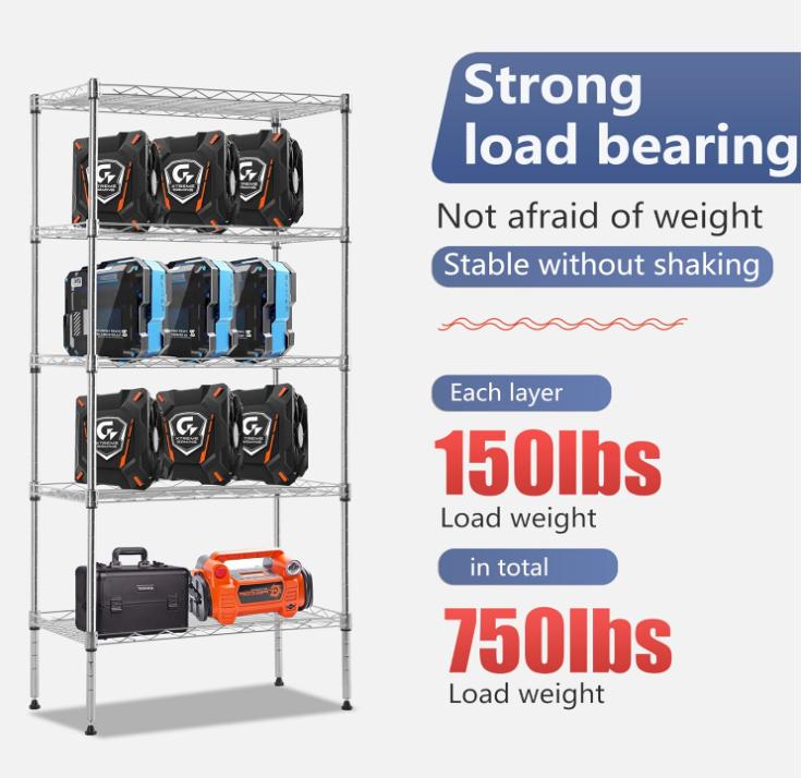 BestOffice Wire Rack 5 Shelf Storage Unit Wire Shelving Unit Metal Shelf Organizer Heavy Duty Certification Commercial Grade Rack Utility for Bathroom Office Kitchen