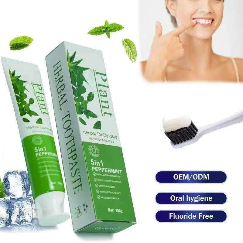 5 in 1 Whitening Toothpaste, Plant Herbal Formula, Reduces Exogenous Stains, Freshens Breath & Supports Healthy Teeth, 100g