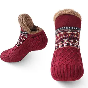 Cozy And Soft City Socks for Men, Warm Knitted Socks, Fluffy Sherpa Slippers for The Bed, a Pair of Non-Slip Socks A Perfect Holiday Gift for Family And Parents