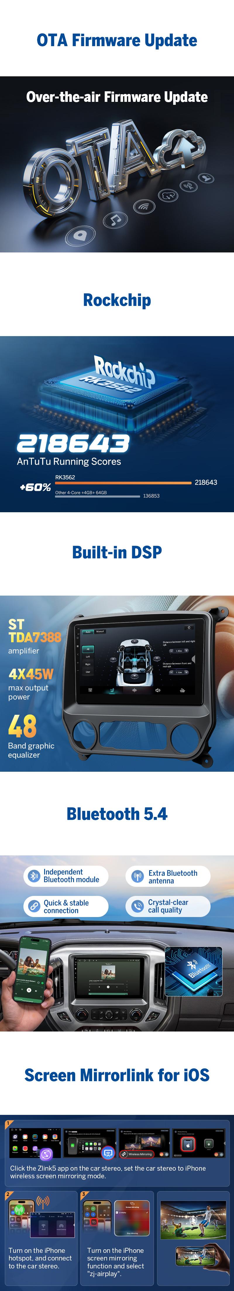 Eonon Car Stereo for Chevy Silverado GMC Sierra 2014-2018 with 10.1" IPS Touch Screen CarPlay Android Auto Android 13/14 Car Head Unit with Backup Camera & Dashcam OBDII SWC Sub BT Bluetooth 5.0 - GMSX7A, GMSX6S2