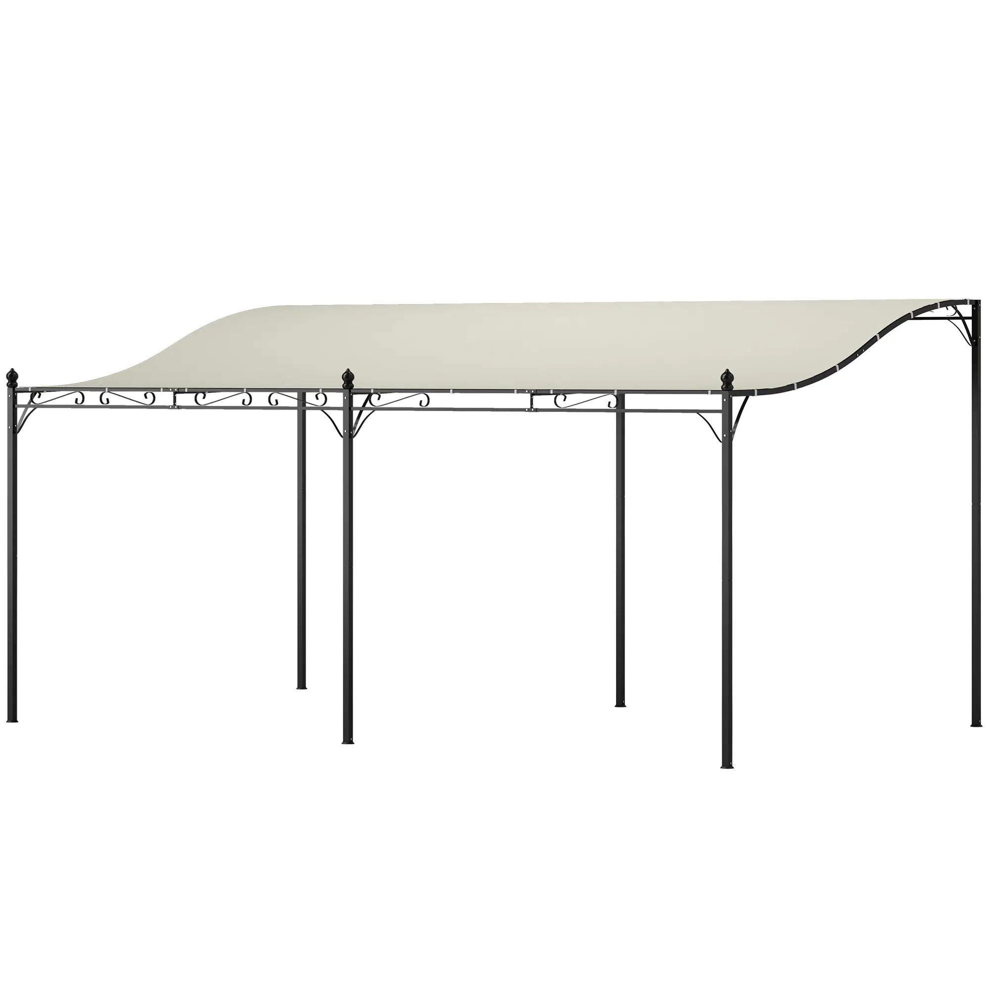 Outsunny 10' x 16' Wall-Mounted Pergola - Powder-Coated Metal Frame Gazebo with Weather-Resistant Polyester Canopy, Drainage Holes for Patios, Outdoor, 10X16 Ft
