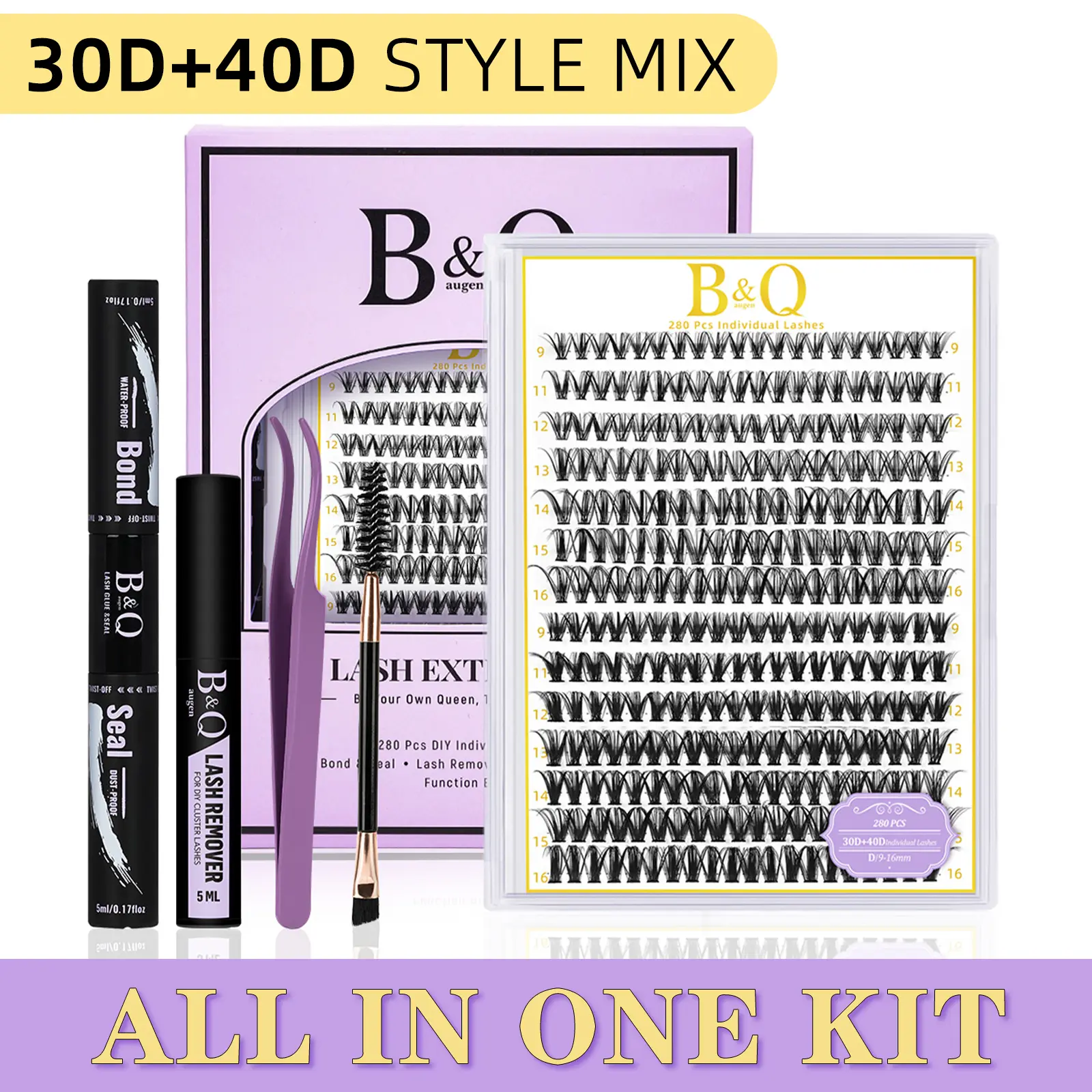 B&Q 30D+40D Lash Kit l Natural Look Long Lasting Lashes Beginner Friendly Eyelashes with Bond&Seal Remover Extensions at Home,So Tea Lash #dealsforyoudays Makeup