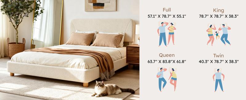 BERRY NEST Cloud Bed Frame, Upholstered Queen Size Bed Frame with Luxury Boucle Headboard, Solid Wood Legs, Rounded Corners Design & Easy Assembly – Modern Cream Platform Bed, No Mattress, No Noise, Queen,Full BERRY NEST Cloud Bed Frame, Upholstered Queen Size Bed Frame with Luxury Boucle Headboard, Solid Wood Legs, Rounded Corners Design & Easy Assembly – Modern Cream Platform Bed, No Mattress, No Noise, Queen,Full