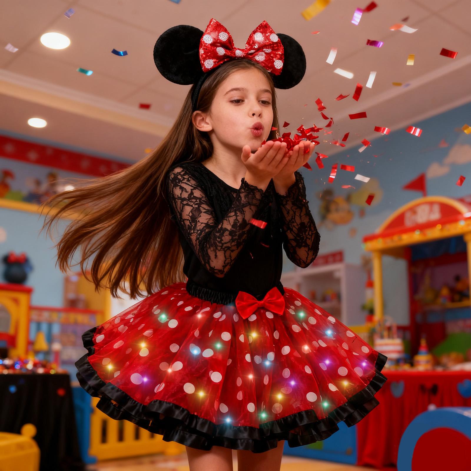 PinkSheep Girls Costume Set,Led Light Up Girls Tutu Skirt with Ear Headband Bow, Kid Party Outfit Costume Christmas PinkSheep Girls Costume Set,Led Light Up Girls Tutu Skirt with Ear Headband Bow, Kid Party Outfit Costume Christmas