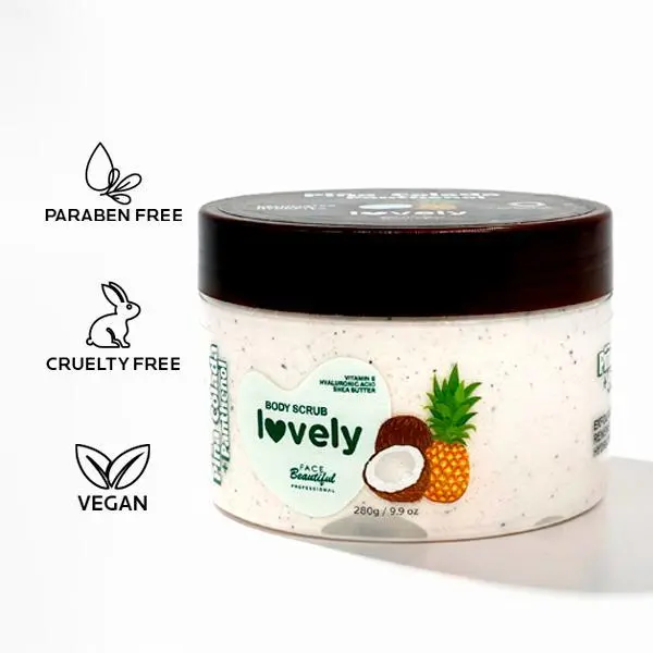 Face Beautiful Brazilian Pina Colada Body Scrub with Panthenol - Creamy Exfoliating Formula for Smoother, Hydrated Skin, Weekly Body Care, 280 g / 9.9 oz