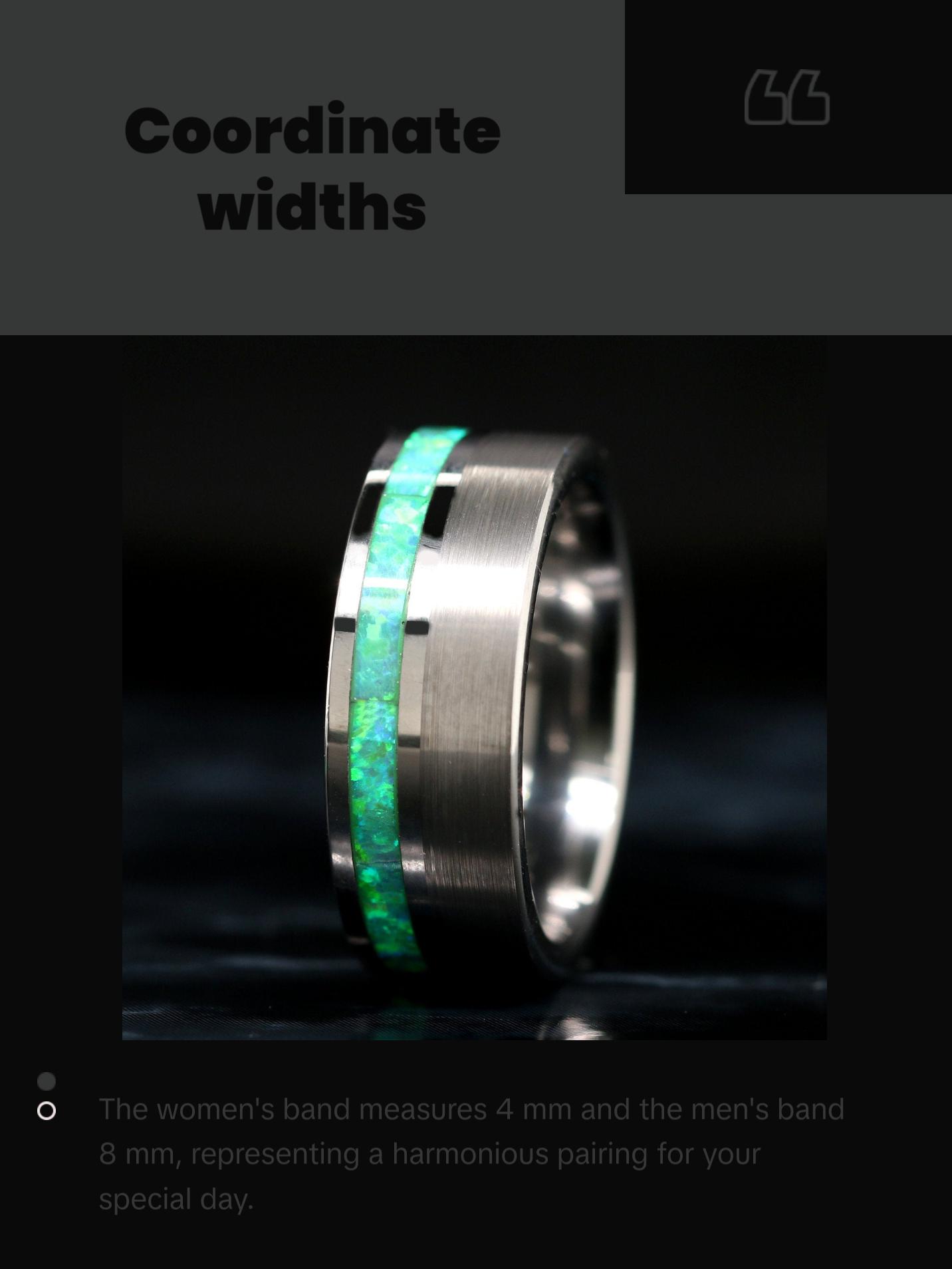 His and Her Green Opal Wedding Ring Set Green Opal Rings