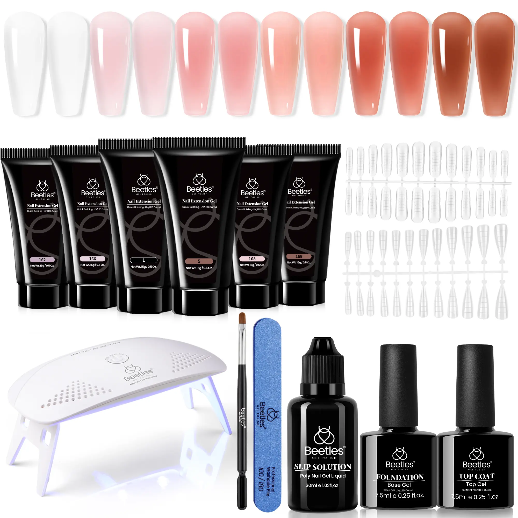 Beetles 6Colors Poly Gel Nail Extension Kit, Manicure Starter Kit Professional DIY Nail Art Kit for Starter with UV Lamp Top Coat Base Gel, Gift for Women gift for girls, Nail Manicure at home, Beginner friendly #TikTokShopBacktoSchool
