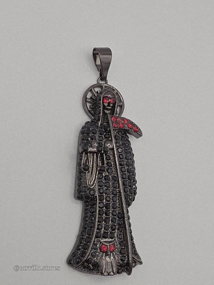 THE GRIM REAPER/La Santa Muerte fashion pendant gold-plated black color 3"inches NO CHAIN Bladenecklace Rhinestone Decor Charm Rhinestone Decor Cross