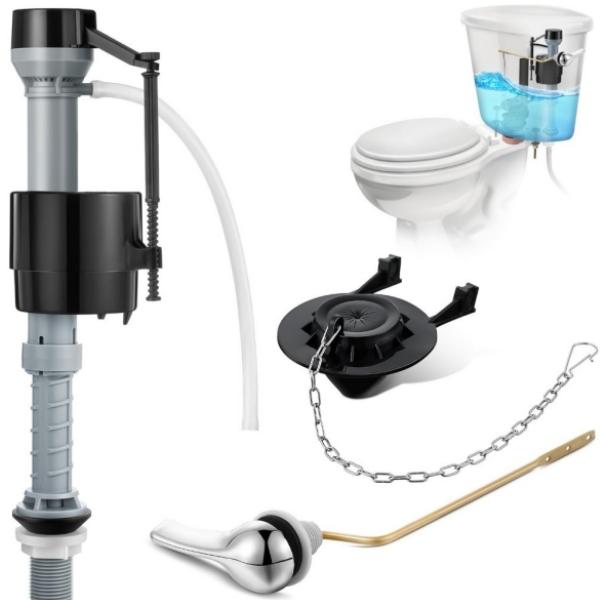 Universal Toilet Repair Kit for Inside Tank,Includes Adjustable Fill Valve And 2 Inch Flapper, Quiet and Anti Siphon Toilet Repair Kit Inside Tank,Quiet and Easy Installation,black