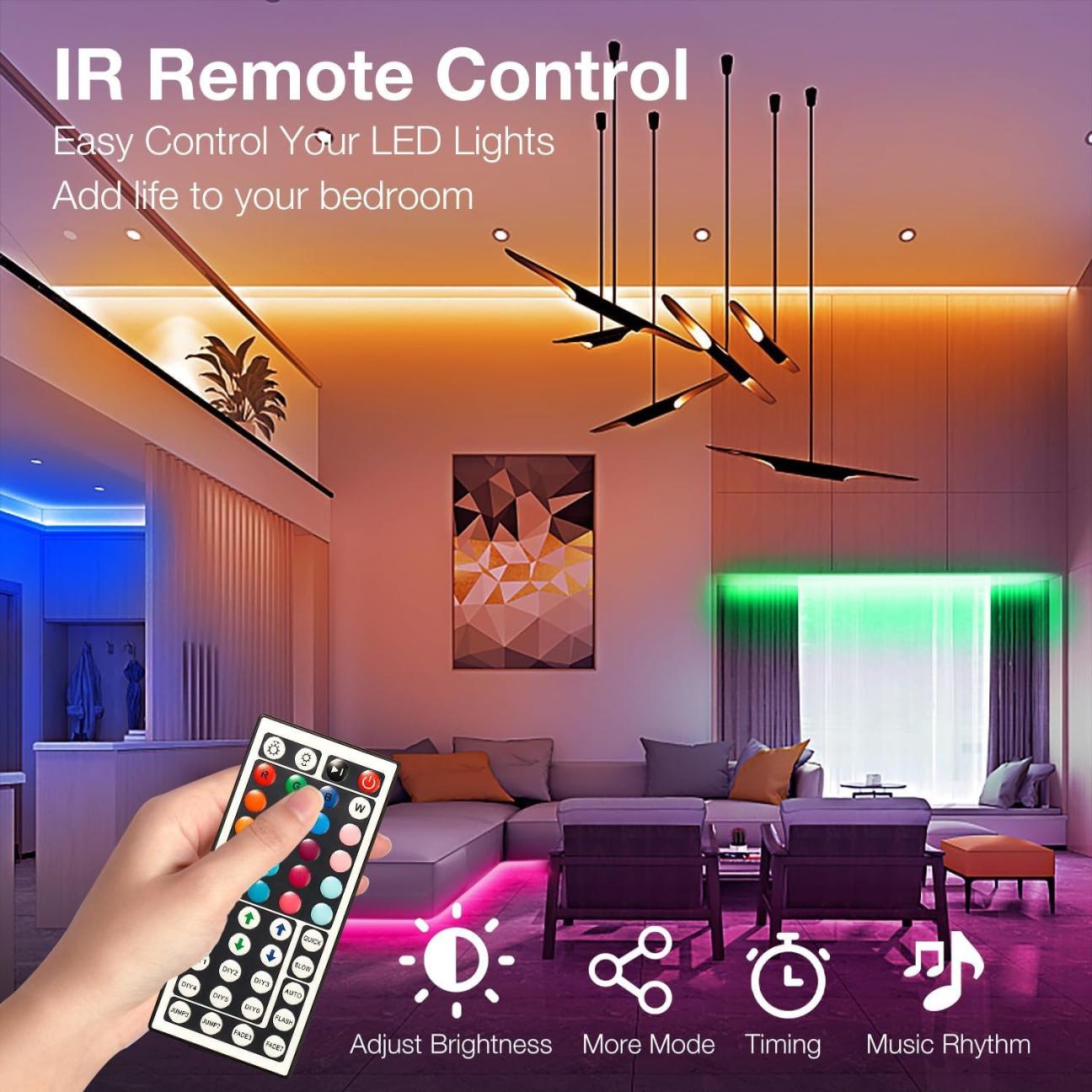 LED Strip Lights 100ft, Smart Lighting with App Remote Control, RGB LED Lights for Bedroom, Music Sync Color Changing for Room Home Decor Party