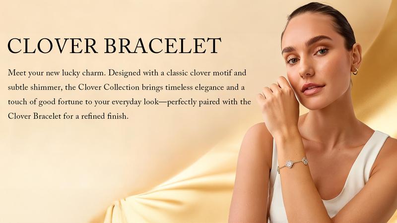 Turandoss Four Leaf Clover Bracelet for Women – 14K Gold Plated Adjustable Lucky Bracelet Jewelry Gift