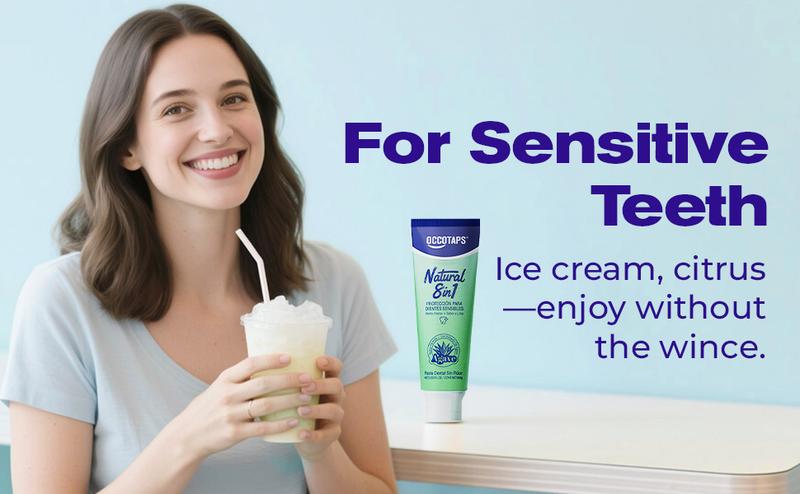 OCCOTAPS Agave Natural Herbal Toothpaste | Blue Agave Extract | Whitens Teeth & Strengthens Enamel |Fluoride-Free | Probiotics + Mint | With Niacinamide