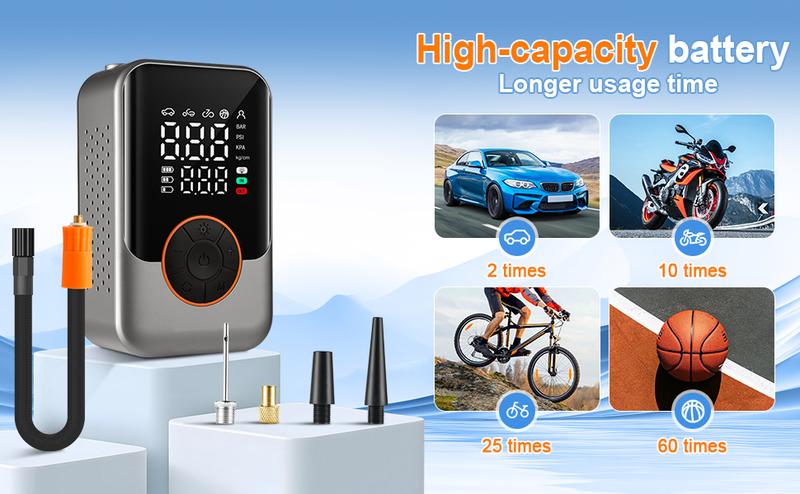 SINGARO Tire Inflator Portable Air Compressor Cordless 150PSI Car Tires Air Pump Mini Electric Bike  Pump With LED Light Digital Display Pumps For Car Motorcycle Bicycle Balls