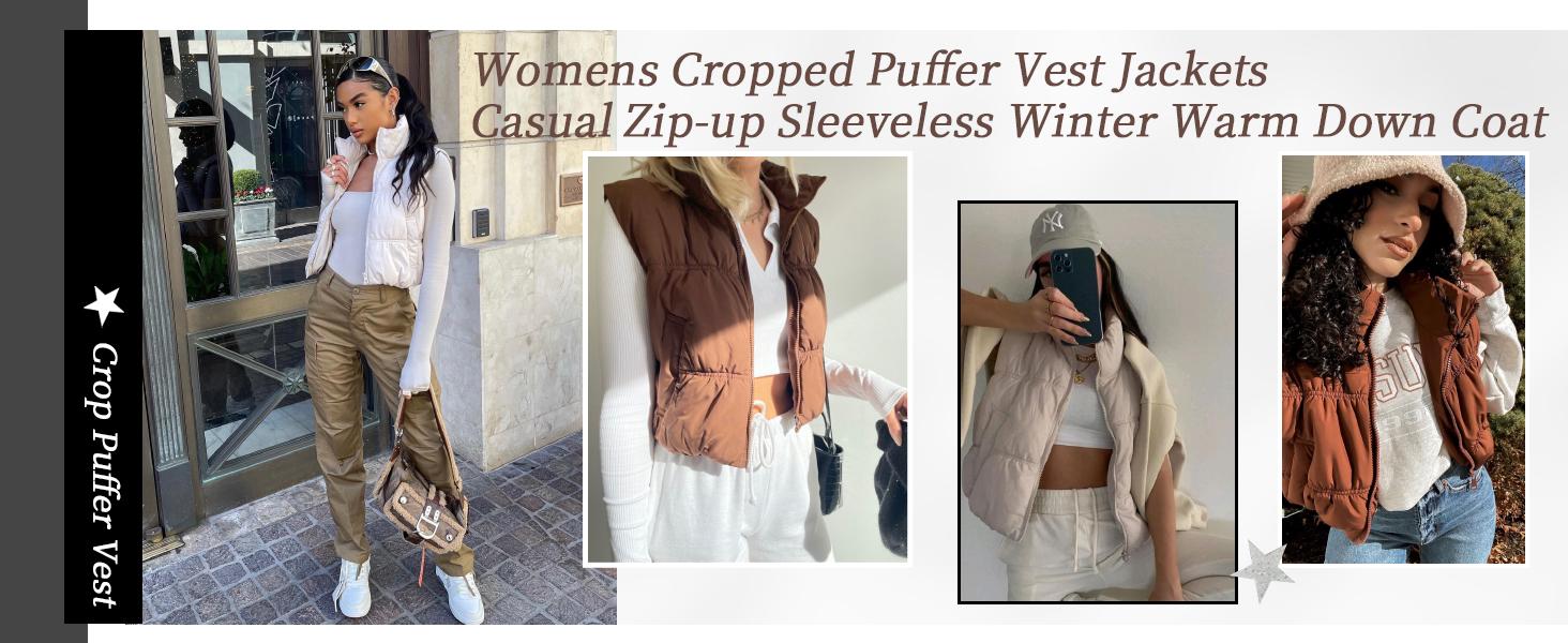 Danedvi Women's Crop Puffer Vest Winter Zip Up Lightweight Warm Padded Sleeveless Coat Casual for Cozy Comfort Danedvi Women's Crop Puffer Vest Winter Zip Up Lightweight Warm Padded Sleeveless Coat Casual for Cozy Comfort