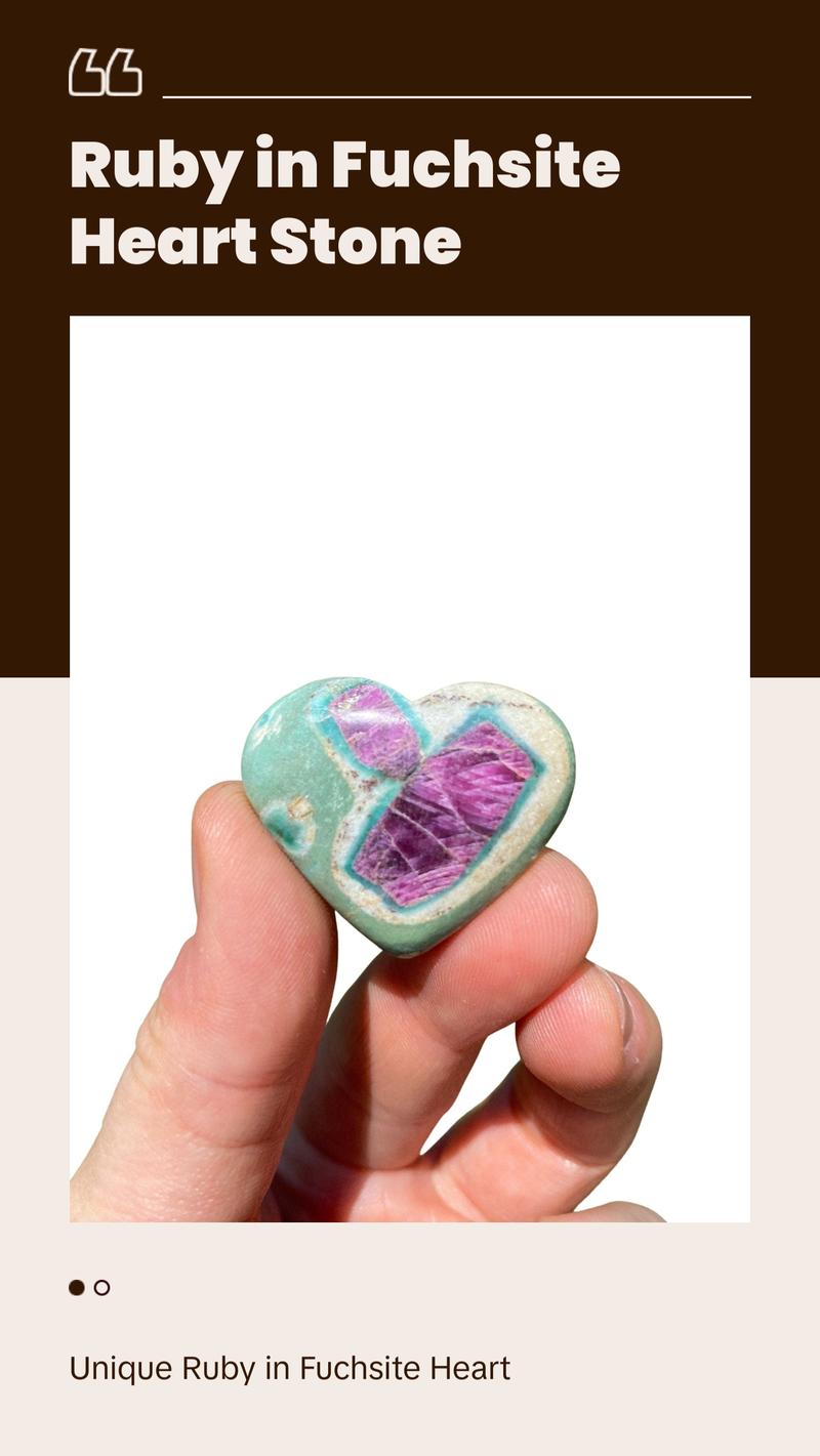 New Moon Beginnings Ruby in Fuchsite Heart - Polished Stone with Unique Design and Colorful Finish