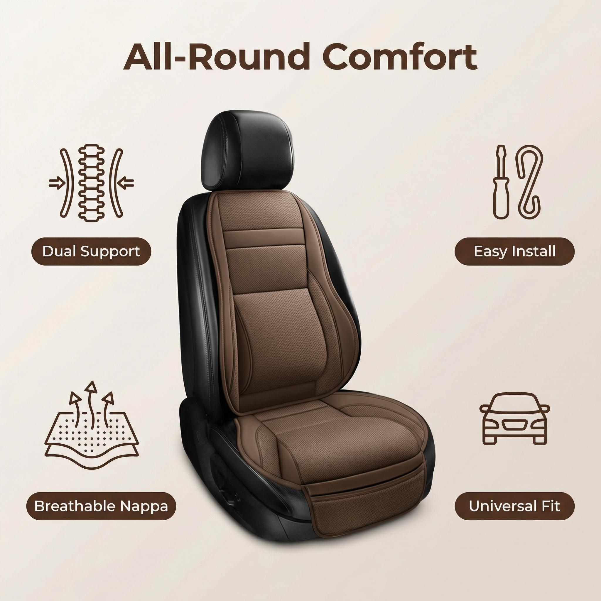 1 Piece For Chevrolet Car Front Seat Cover Protector Waterproof Breathable Five Layer Napa Leather Sit Cushion Pad Mat with Storage Bag Comfortable, Ergonomic Dual Support for Waist & Legs, Universal Fit for Car Sedans SUVs Pickups Trucks