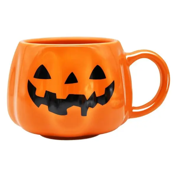 Halloween Fall Gift Halloween Pumpkin Mug, 13.5 OZ Orange Coffee Cup with Handle, 13.5 oz pumpkin-shaped mug