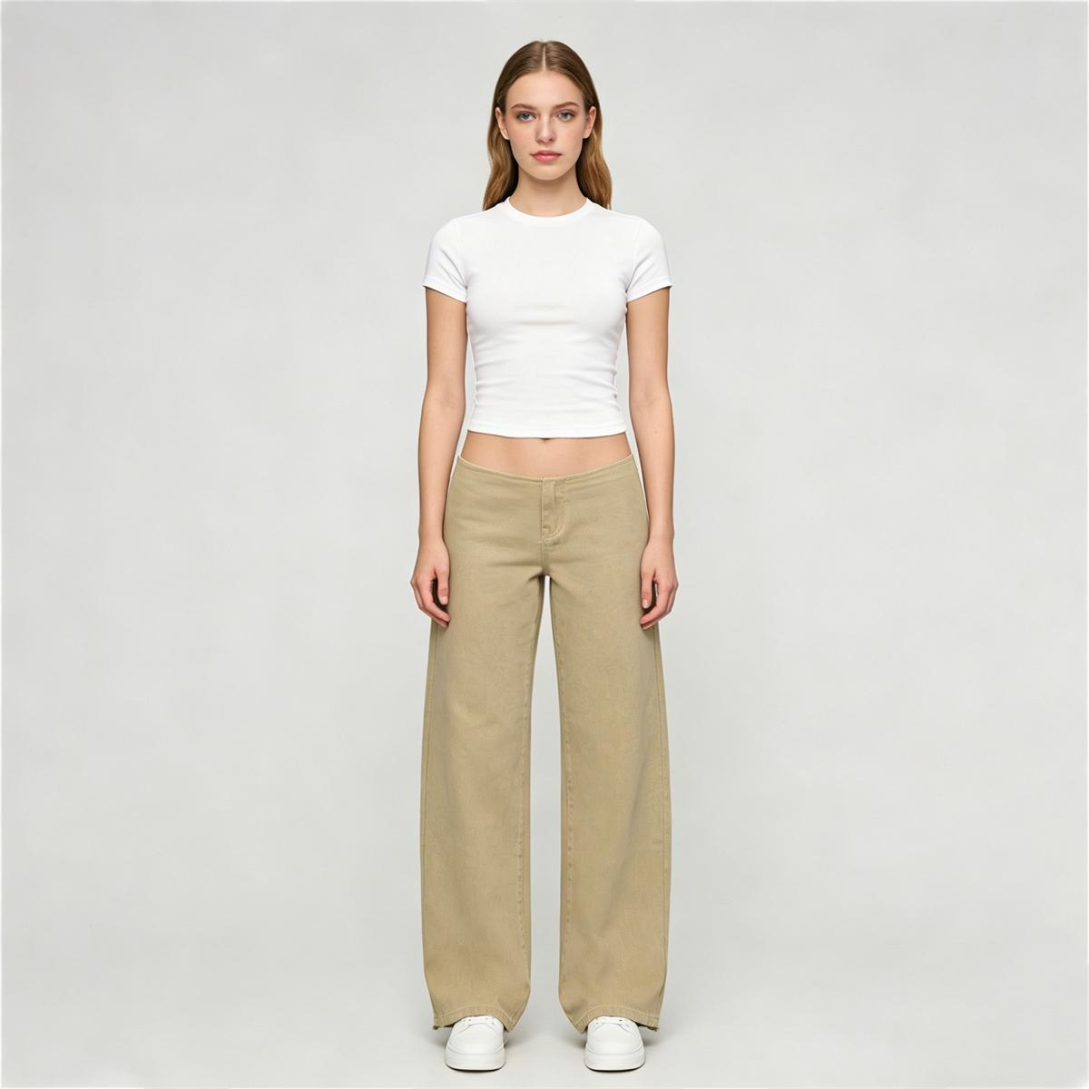 Pwest NYC Low-Rise Wide-Leg Jeans — Adjustable Drawstring Waistband/Hem, Relaxed Straight Cut, Decade Jeans, Super Low Rise, Soft Daily Wear-Spring Summer Bottom Trouser,back to school,back to school haul